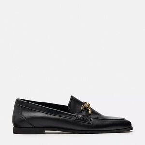 Black Leather Buckled Loafers